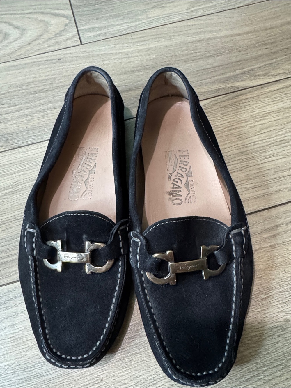 Salvatore Ferragamo Black Suede Bit Loafers